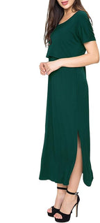 Smallshow Women's Maternity Nursing Dresses Split Long Dress for Breastfeeding