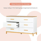 dadada LaLa 6 Drawer Dresser for Nursery - Modern Design, Deep Drawers, Baby-Safe Finish, Anti-Tip Safety, Durable Construction, Extra Wide 55” Dresser. (Big 6-Drawer)