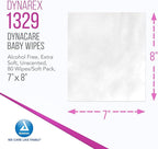Dynarex Baby Wipes - Non-Alcohol Wipes for Babies with Lanolin & Aloe to Moisturize Skin - Sticker-Sealed Soft Pack - Unscented - 7x8", 80 Wet Wipes per Pack, 24 per Case