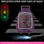 gxtvo Girls Rolling Backpack, Cute Cat Roller Wheels Kids Bookbag - Wheeled Elementary School Bag - 3PCS Cat