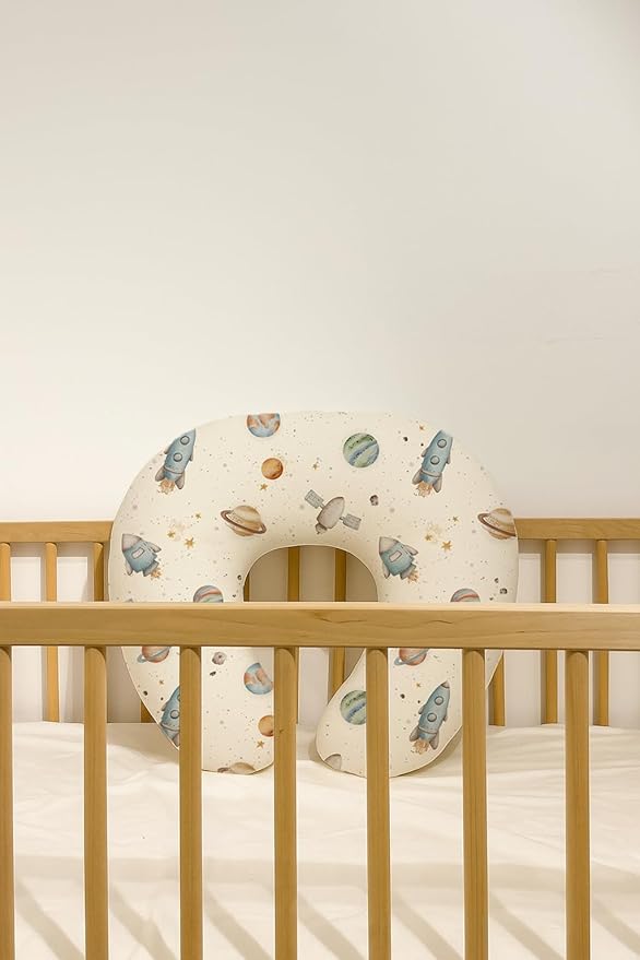 Nursing Pillow Covers 2 Pack, Breastfeeding Pillow Slipcovers Soft and Stretchy, Nursing Covers for Baby Girls Boys Newborn (Stellar Adventure)