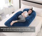 Pregnancy Pillow J-Shaped Full Body Pillow, 59 inch with Velvet Cover Easy to Remove and Wash, Support Pregnant Women's Backs Legs and HIPS, Improve Sleep,Pregnancy Pillow for Women ，Blue Grey