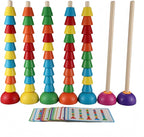 Wooden Stacking Ring Toy Set, Educational Color Pattern Matching Game with Activity Cards, Rainbow Colors，for 3 4 5 Year Old STEM Preschool Learning Montessori Toys Gifts for Kids Boy Girl Toddler