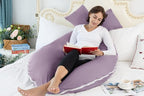 Meiz U Shaped Pregnancy Pillows for Sleeping, 65" Maternity Pillow for Full Body Support, Cooling Pregnancy Pillow with Jersey Cover, Purple