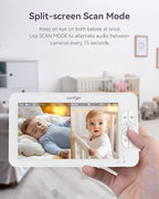 7" Split-Screen Baby Monitor with 2 1080P Cameras, 720P HD No WiFi Monitor with a Flexible Bracket, Video Baby Monitor with Camera and Audio, 2 Way Audio, Remote PTZ, Auto Night Vision
