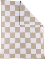 Living Textiles Chenille Knitted Blanket - Taupe Check