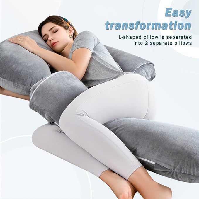 INSEN Pregnancy Pillow for Sleeping,Maternity Body Pillow for Pregnancy Women,Pregnancy Support Pillow for Back, Hip Pain,Grey