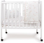 Ely's & Co. Mini Crib Bedding Set for Girls, 4 Piece Set - 1 Fitted Mini Crib Sheet, Quilted Comforter and Decorative Pillow with Insert, Pink Butterfly+Stripe Collection