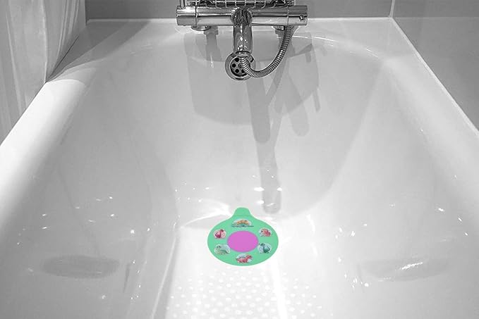 Bathtub Drain Stopper, Silicone Tub Stopper Plug, Universal Bath Drain Cover, Beautiful Coral Reef Illustration, Kids Tots Babies Gift (Green Dinosaur)
