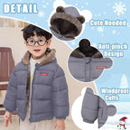 Infant Baby Winter Coat Bear Hooded Jacket Warm Fleece Snowsuit Windproof Outerwear for Toddler Boy Girl 9M-4T