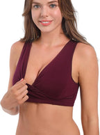 SUIEK 4 Pack Nursing Sleep Bra Maternity Bralette Cotton Breastfeeding Bras