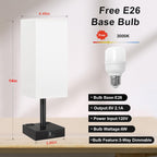 Touch Bedside Table Lamp for Nightstand - 3-Way Dimmable Night Lamp with USB A + Type C Charging Ports and Two AC Outlets, Small Desk Light with E26 LED Bulb for Bedroom Living Room,White Black