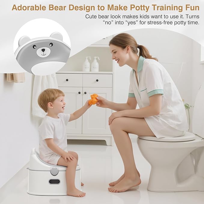 3-in-1 Toddler Potty Training Toilet for Boys & Girls - Convertible Potty Chair with Step Stool for Toddlers 1-3, Anti-Slip Design Toddler Toilet Seat - Removable & Easy to Clean