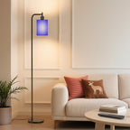 Floor Lamp with Linen Shade, Dimmable Tall Standing Lamp with Remote Control & 3 Color Temperatures, Modern Floor Lamps for Living Room Bedroom Office Corner, 9W LED Bulb Included