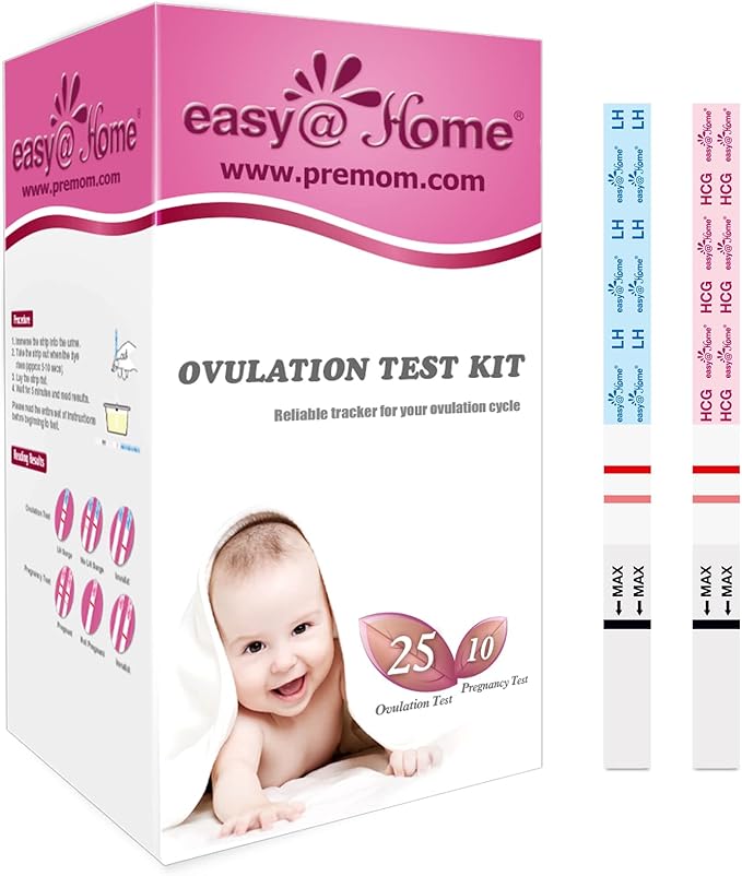 Easy@Home Ovulation & Pregnancy Test Strips Kit: 25 Ovulation Strips and 10 Pregnancy Tests – Accurate Fertility Tracker OPK | 25LH + 10HCG