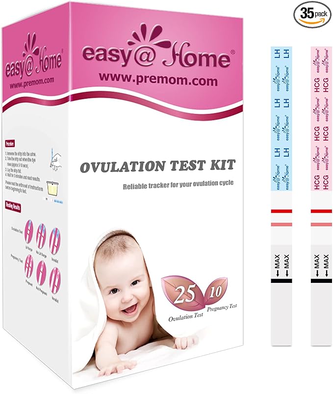 Easy@Home Ovulation & Pregnancy Test Strips Kit: 25 Ovulation Strips and 10 Pregnancy Tests – Accurate Fertility Tracker OPK | 25LH + 10HCG