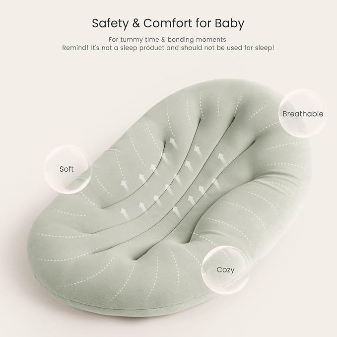 Baby Lounger for Newborn: Portable & Lightweight Pillow for Tummy Time Playtime & Diaper Changes - Skin-Friendly & Breathable for 0-12 Month Supervised Use