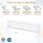 HONEY JOY Bed Rail for Toddlers, Extra Long, Foldable Portable Swing Down Safety Bed Guard Rail, Toddler Bed Rails for Crib, King Queen Full Twin Size Bed Mattress (White, 2 Pack, 71 Inch)