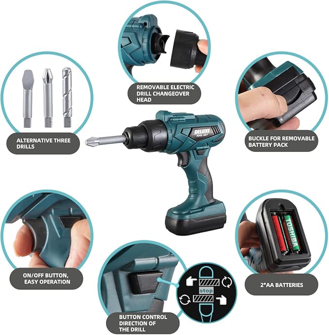 Kids Tool Box–Zealous 48 PCS Pretend Play Tools Toys for Toddler,Electric Drill Kids Tool Kit for Boys & Girls Ages 3-8 Years Old, Construction Tool Kit Playset for Boys