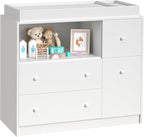 Baby Changing Dresser with Large Tabletop, 3 Drawers, Open Storage Space, and Open Storage Shelf – Ideal Changing Table for Nurseries and Baby Rooms