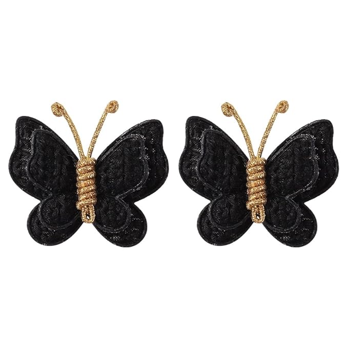 2 Pcs Butterfly Hair Bow Girl, Kid's Cute Hair Clips Barrettes Accessories for Infants Toddlers Baby Kids Fine Hair (Black)