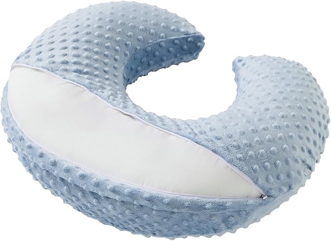 Nursing Pillow and Positioner Breastfeeding and Bottle Feeding, Propping Baby, Tummy Time, Sitting Support for Baby Boy Baby Girl, with Removable Dots Cover (Blue)