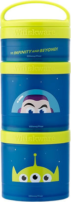 Whiskware Disney Pixar Stackable Polypropylene Snack Containers for Kids and Toddlers, 3 Stackable Snack Cups for School and Travel, Toy Story Buzz Lightyear (Pack of 12)