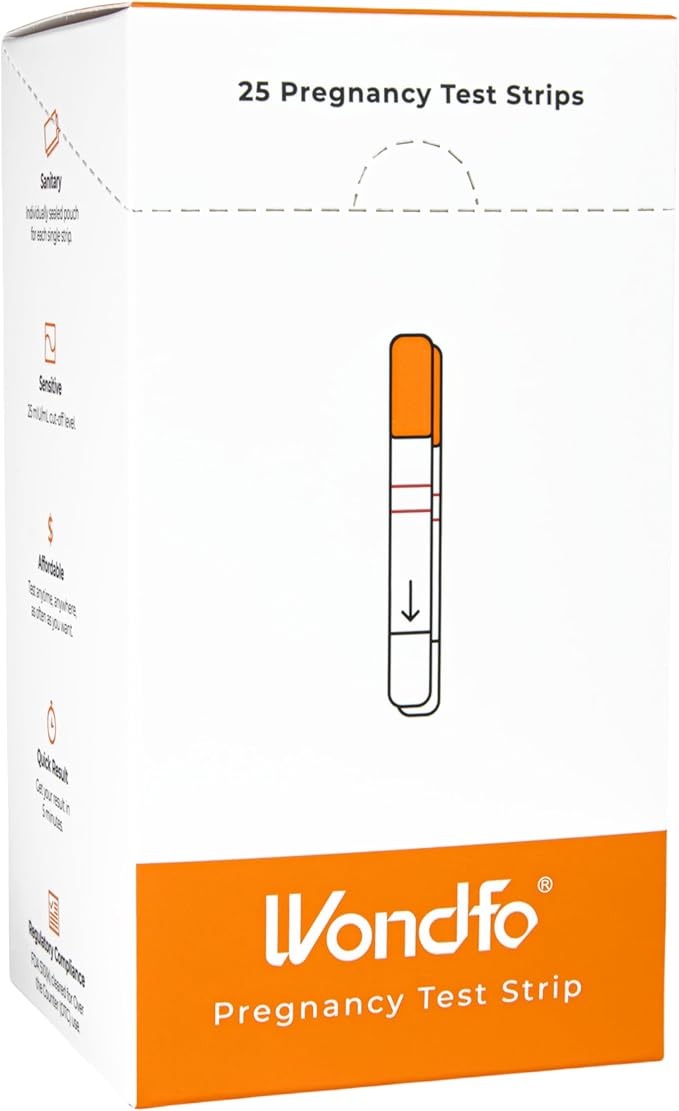 Wondfo Pregnancy Test Strips - HCG Detection 25 MIU/ml, Home Test of Reliable Result - 25 Count