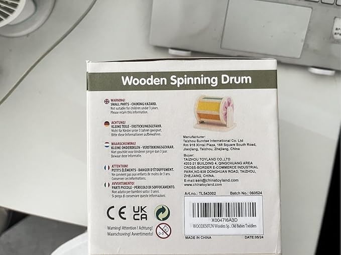 Montessori Spinning Drum Baby Toys, Wooden Tummy Time Mirror Play Kit and Rainbow Fabric Ball Kit Toys for 6-12 Months Toddlers