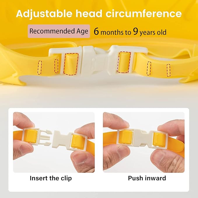 Baby Shower Cap Shield, Shower Cap for Kids, Visor Hat for Eye and Ear Protection for 0-9 Years Old Children,Cute Dinosaur/Crocodile/Hippo shape Makes the Baby Bath More Fun (Dinosaur, Yellow)