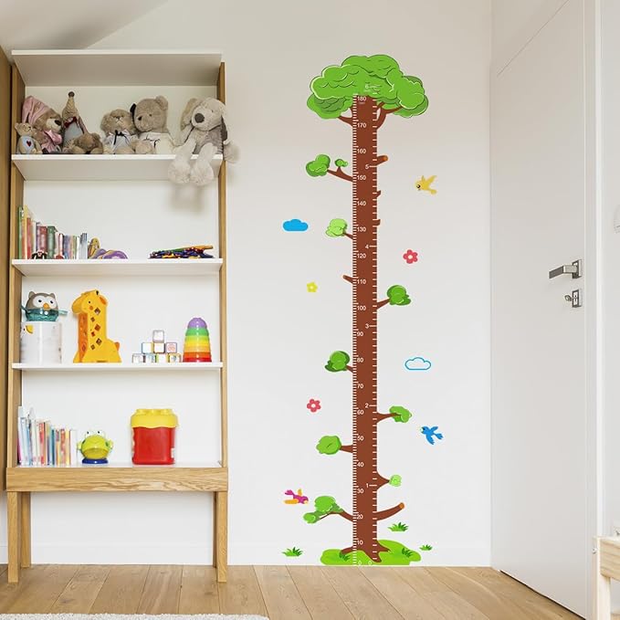 Tree Self-adheve Vinyl Nursery Wall Decal Baby Growth Chart Sticker for Bedroom Play Room