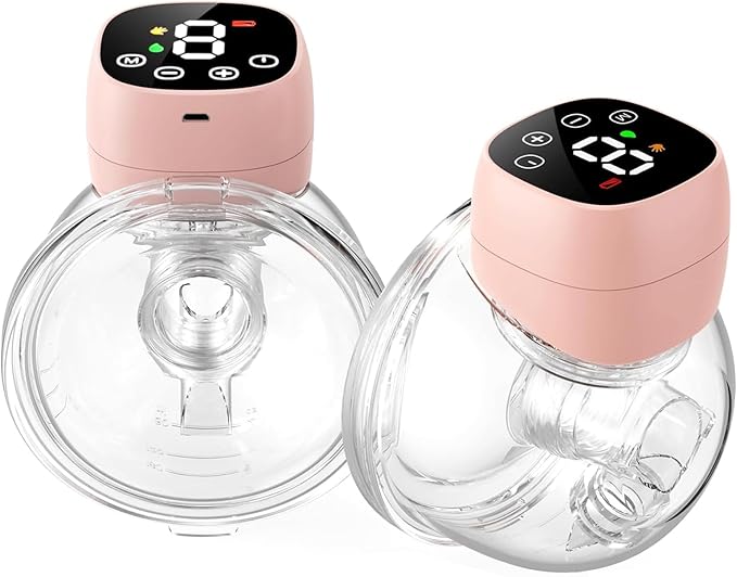 Hands Free Breast Pump, Wearable Breastfeeding Pump 3 Modes & 9 Levels, Double Electric Portable Pump Low Noise with Long Battery Life 2 Pack Pink