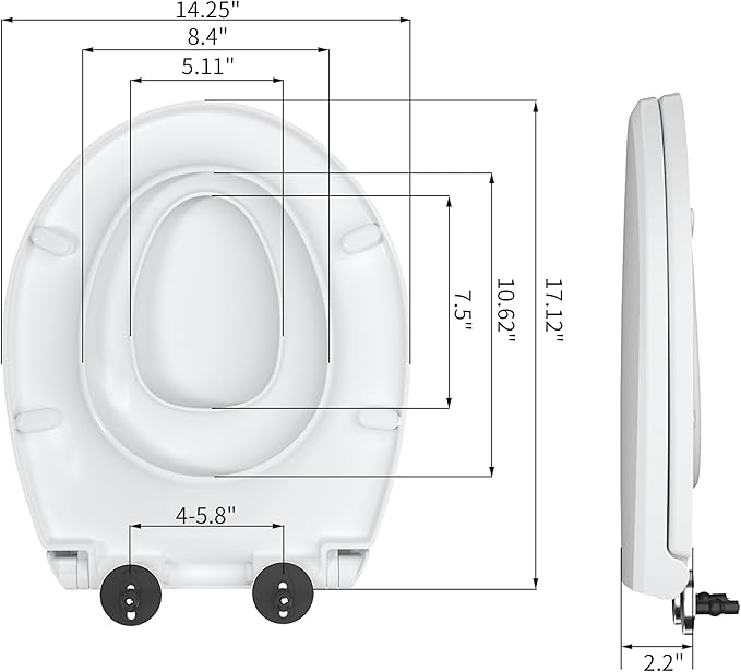 R&T Round Toilet Seat with Built in Potty Training Seat, Slow Close Toddler Seat Fits both Adult and Child, Easy To Install & Clean