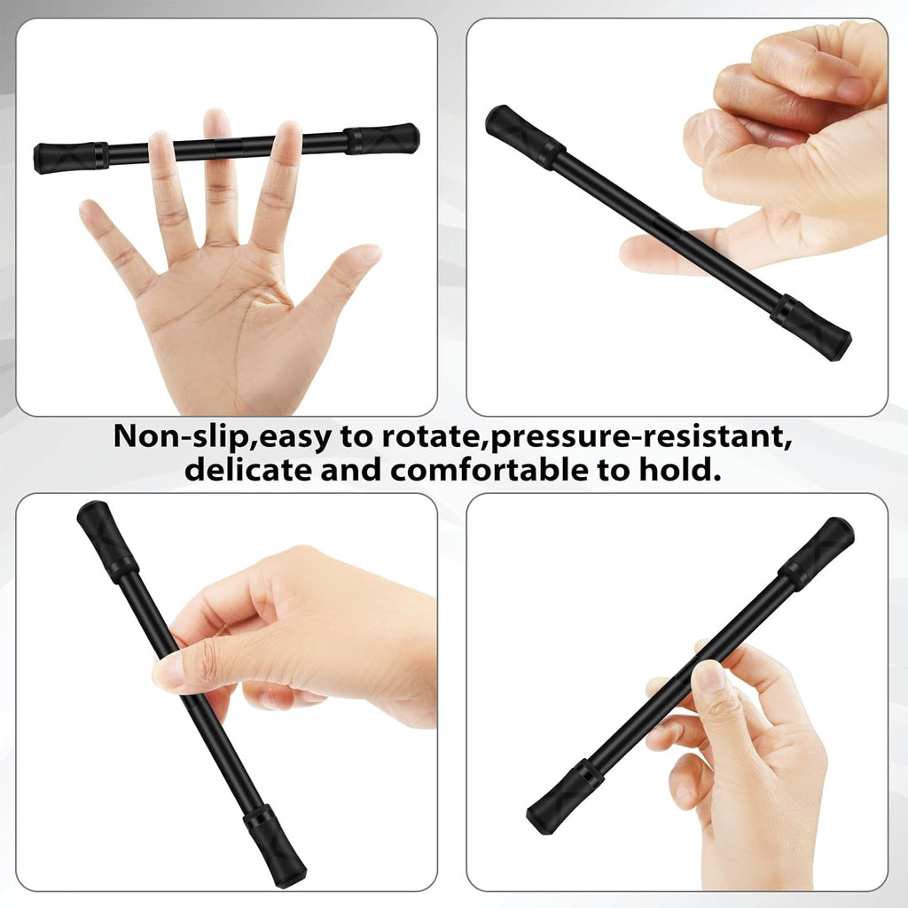 2 Pieces Pen Spinning Spinner Pen Gaming Pen Spinning Mod Gaming Spinning Pens Flying Spinning Pen Finger Rotating Pen for Kids Adults Office Supplies with Instruction Manual (Black)