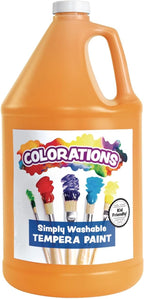 Colorations Paraben-Free Washable Tempera Paint for Kids - 1 Gallon Value Size. Vibrant Orange, Non-Toxic and Made in The USA