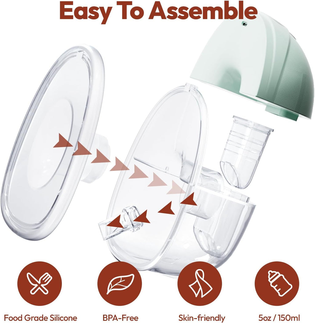 NCVI Breast Pump Hands Free, Wearable Breastfeeding Pump with Large Battery, Portable Electric Breast Pump with 4 Modes & 9 Levels, Quiet Operation & Smart LED Display, 19/21/24mm Flanges, 2 Pack