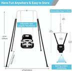 FUNLIO 2 in 1 Swing Set for Toddler & Baby Jumper, Heavy Duty Kids Swing & Bouncer with 4 Sandbags, Foldable Metal Stand for Indoor/Outdoor Play, Easy to Assemble and Store - Black