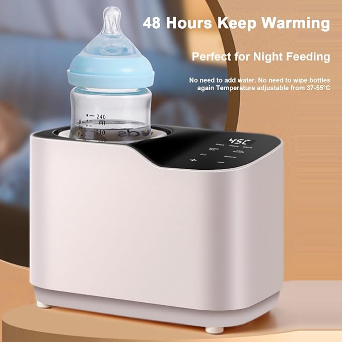 Baby Bottle Warmer, Waterless Bottle Warmer with Shake Function, Fast Milk Warmer for Breastmilk, Portable Bottle Warmer Baby Food Heater & Defroster Warmer for Home (Champagne)