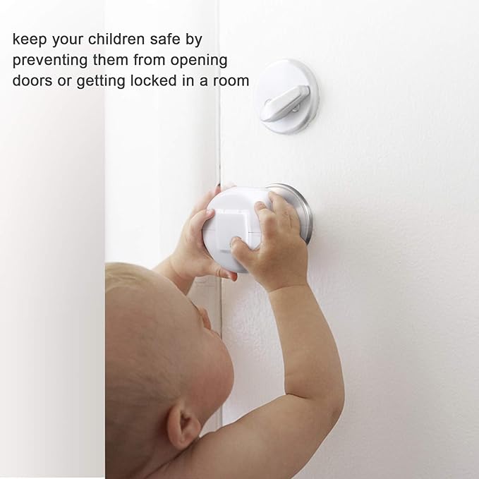 Door Knob Safety Cover for Kids, Child Proof Door Knob Covers, Baby Safety Door knob Handle Cover Lockable Design (4 Pack)