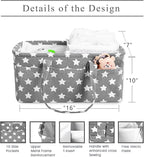 Baby Diaper Caddy Large Collapsible Nursery Organizer Storage Basket for Boy Girl Portable Holder Tote Bag for Changing Table Car Travel Registry Favorites Newborn Essentials Must Haves stars