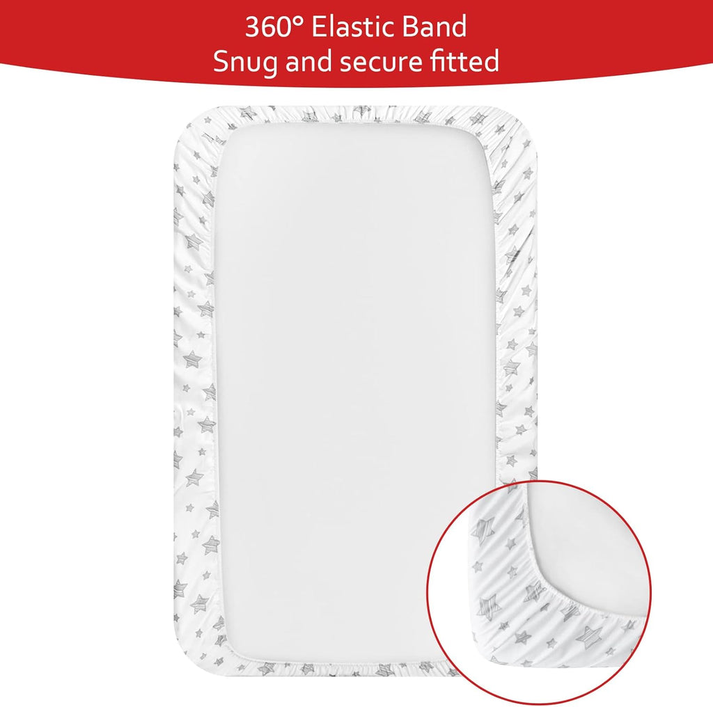 Mini Crib Sheets Fitted 4 Pack for Girls (38" X 24"), Compatible with Dream on Me, Delta Porta Crib and Arms Reach Ideal Cosleeper, Pink