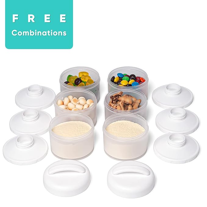 Termichy Stackable Formula Dispenser Portable Milk Powder Container, 2 Pack, White