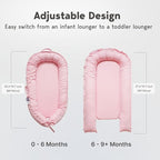 Infant Lounger, Baby Nest Cover for Baby Girls & Boys, Newborn Essentials for Baby 0-18 Months, 100% Cotton Breathable(Misty Rose)
