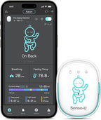 Sense-U Pro Baby Monitor – Breathing Movement, Rollover & Overheating Trackers for Better Sleep, Simple Clip-On Smart Sleep Monitor with Arousal Vibration, Audible Alerts & Sleep Analysis