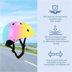 Color Gradient Adjustable Kids' Helmet with Knee & Elbow Pads Set | Multi-Sport Safety Gear for Boys & Girls Ages 5-14 | Skateboarding, Scooters, Roller & Inline Skating, Longboarding