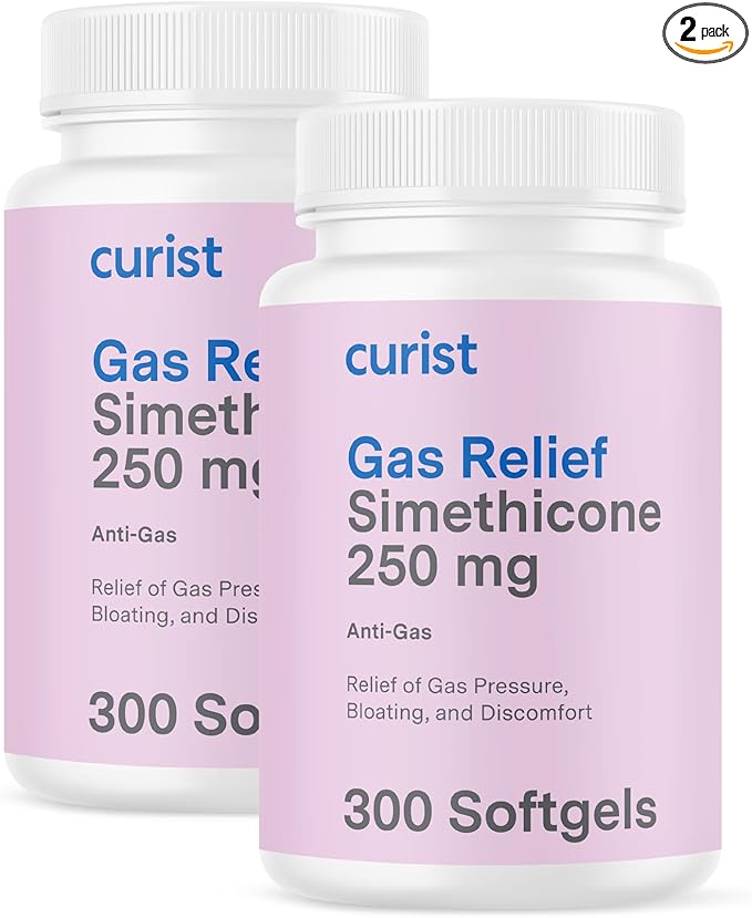Curist Gas Relief Simethicone 2 Pack - 250 mg Softgels (600 Count) Digestive Relief, Bloating Relief & Anti Flatulence Gas Pills for Adults aids Gas and Bloating Relief (600 Softgels)