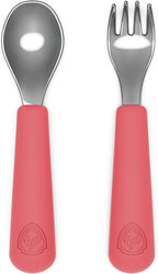 Lalo PAW Patrol Utensils - Toddler Fork and Spoon Set - Stainless Steel and Silicone Ergonomic Toddler Utensils - Children Safe Flatware Set - 2 Pieces - Marshall