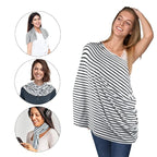 Yoofoss Nursing Cover Breastfeeding Scarf - Baby Car Seat Covers, Infant Stroller Cover, Strechy Carseat Canopy for Boys and Girls (Black Stripe)