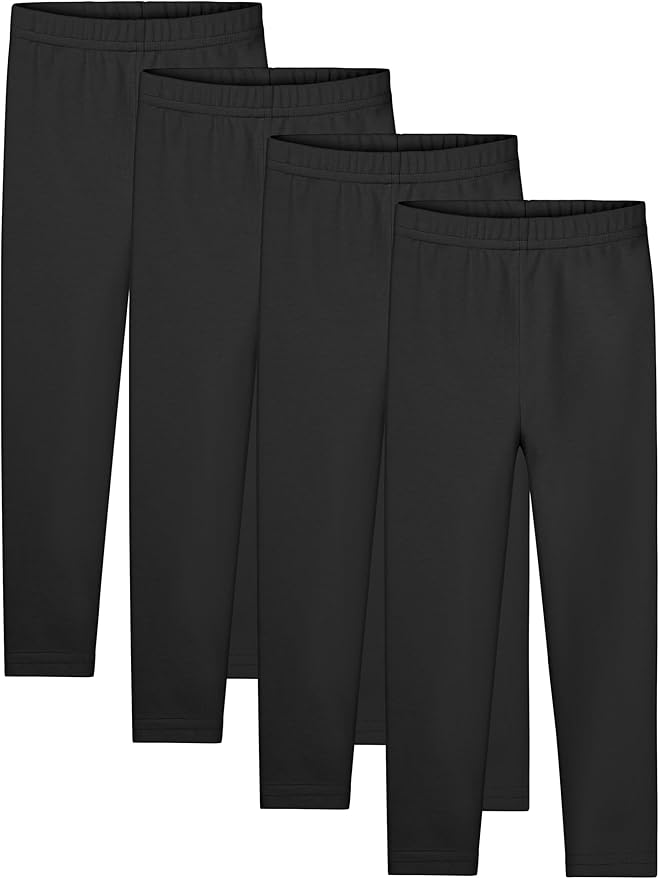 Resinta 4 Packs Toddler and Baby Girls Cotton Leggings Full Length Pants Stretchy Soft Tights Pants for Kids