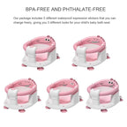 TPN Baby Bath Seat for Babies 6 Months & Up, Non-Slip Toddler Bath Seat with 5 PCS Waterproof Emoji Stickers, Portable Infant Bath Seat for Baby(Pink)